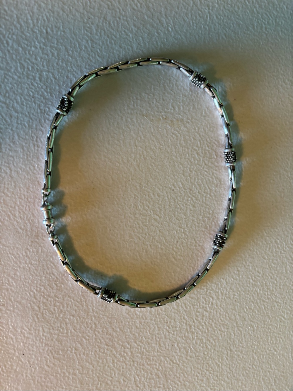 Michael Dawkins Silver Textured Bead Link Necklace - Silver